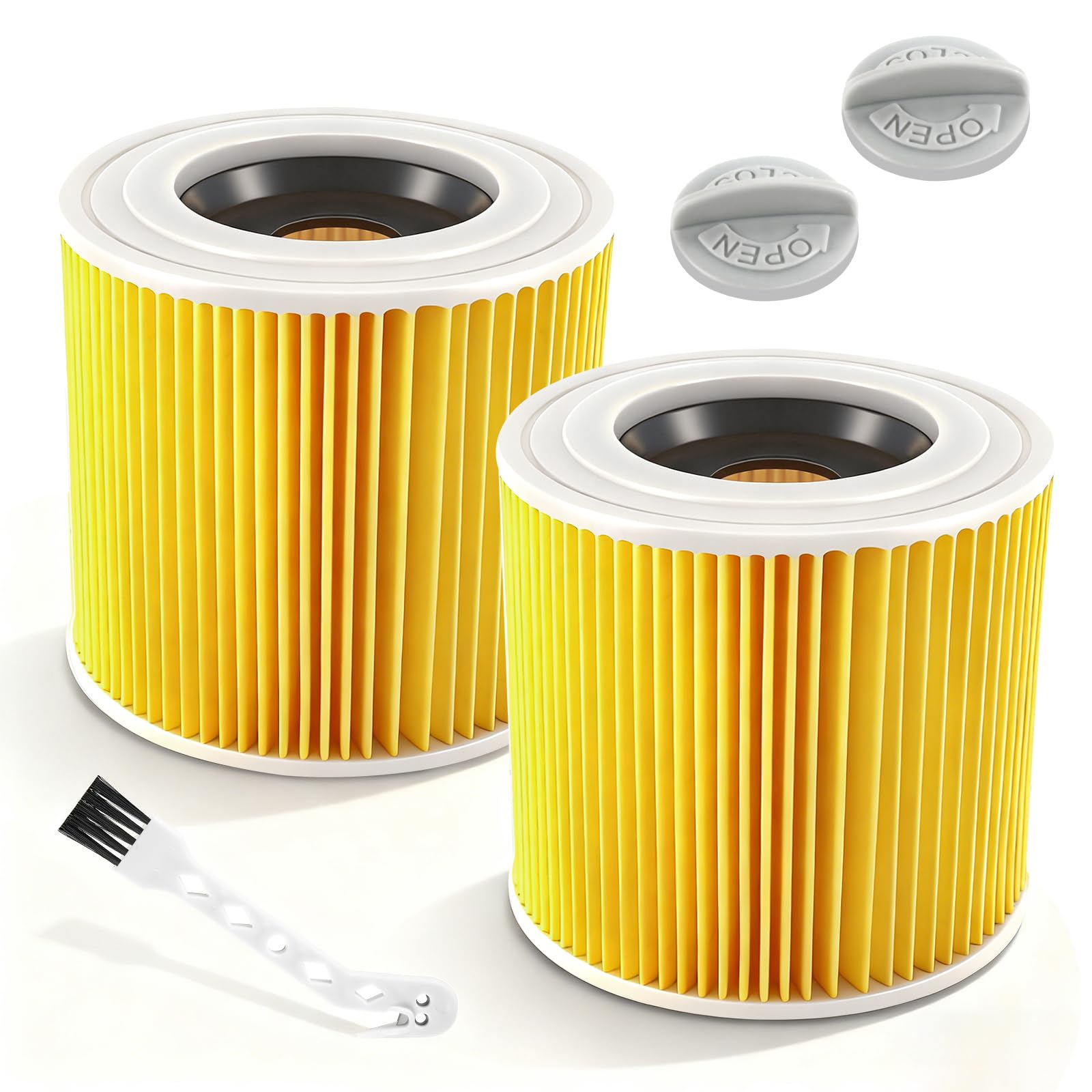 Set di 2 Filtro a Cartuccia di Ricambio Compatibile con Kärcher WD3 Premium, WD2, WD3, WD3P, MV2, MV3, Filtro di Ricambio Compatibile con Aspirapolvere Kärcher 6.414-552.0/64145520