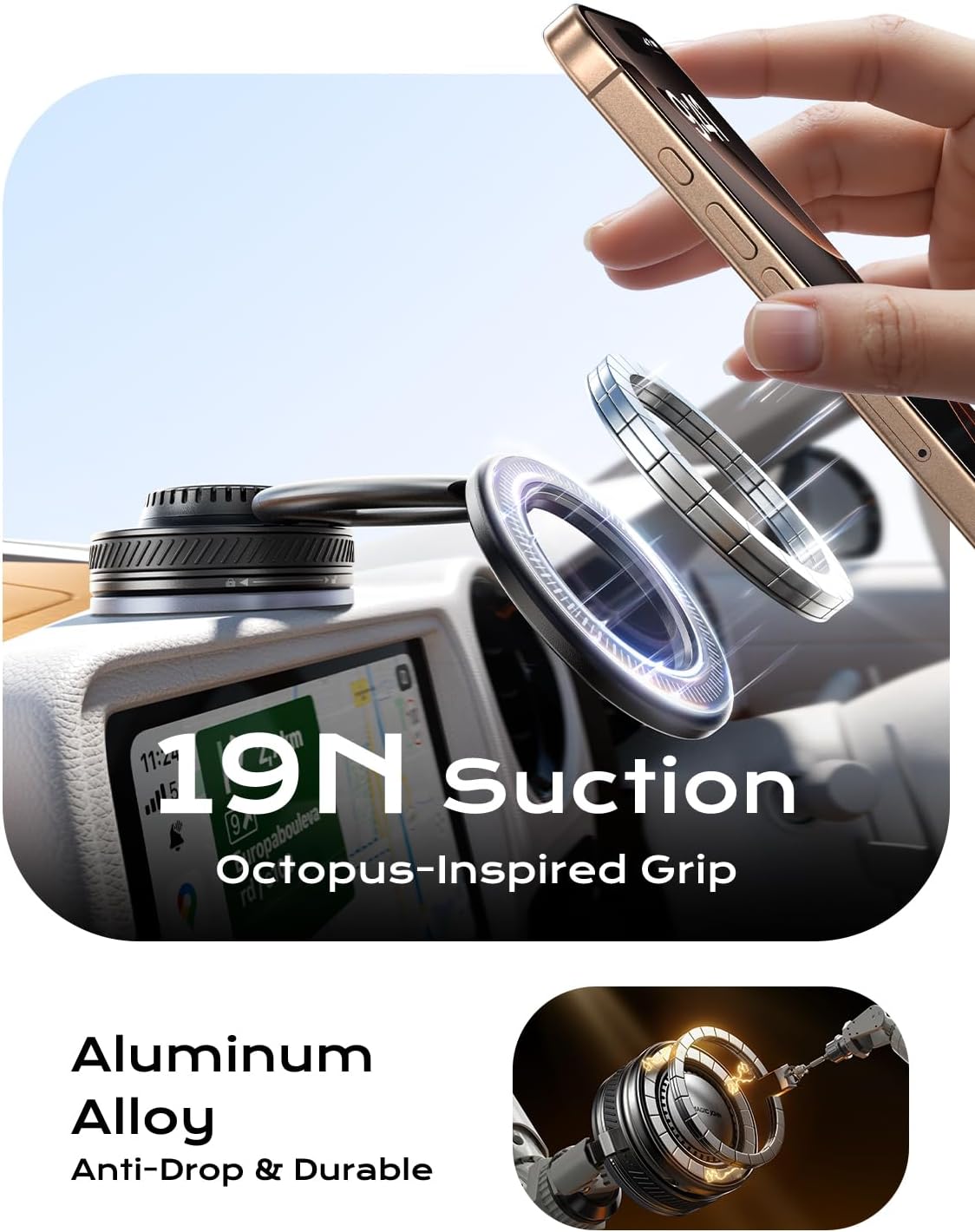 MAGIC JOHN Car Phone Holder for Magsafe [2-in-1 Fragrance Diffuser & Magnetic Phone Holder] 360° Adjustable Car Phone Mount, Phone Holders for Your Car for iPhone 17 Pro Max 16 15 14 13 12 Air Plus - Image 4