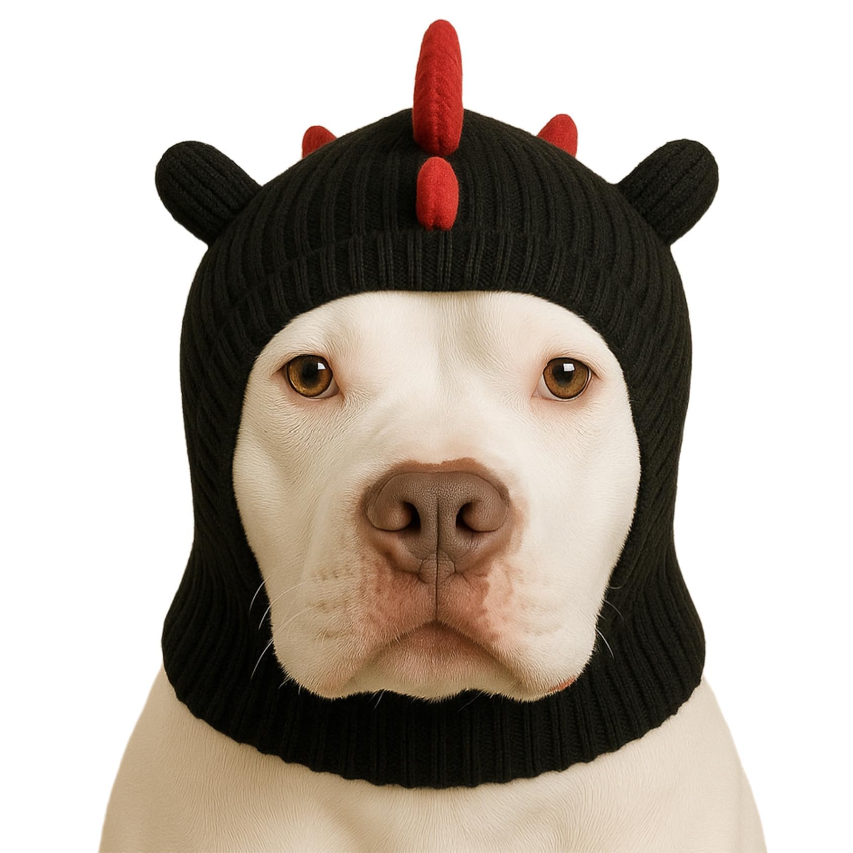 LovinPet Dinosaur Dog Hat Snood for Medium & Large Dogs, Dino Costume Ear & Neck Warmer, Soft 4‑Way Stretch Knit, Adjustable Fit, One Size,Black