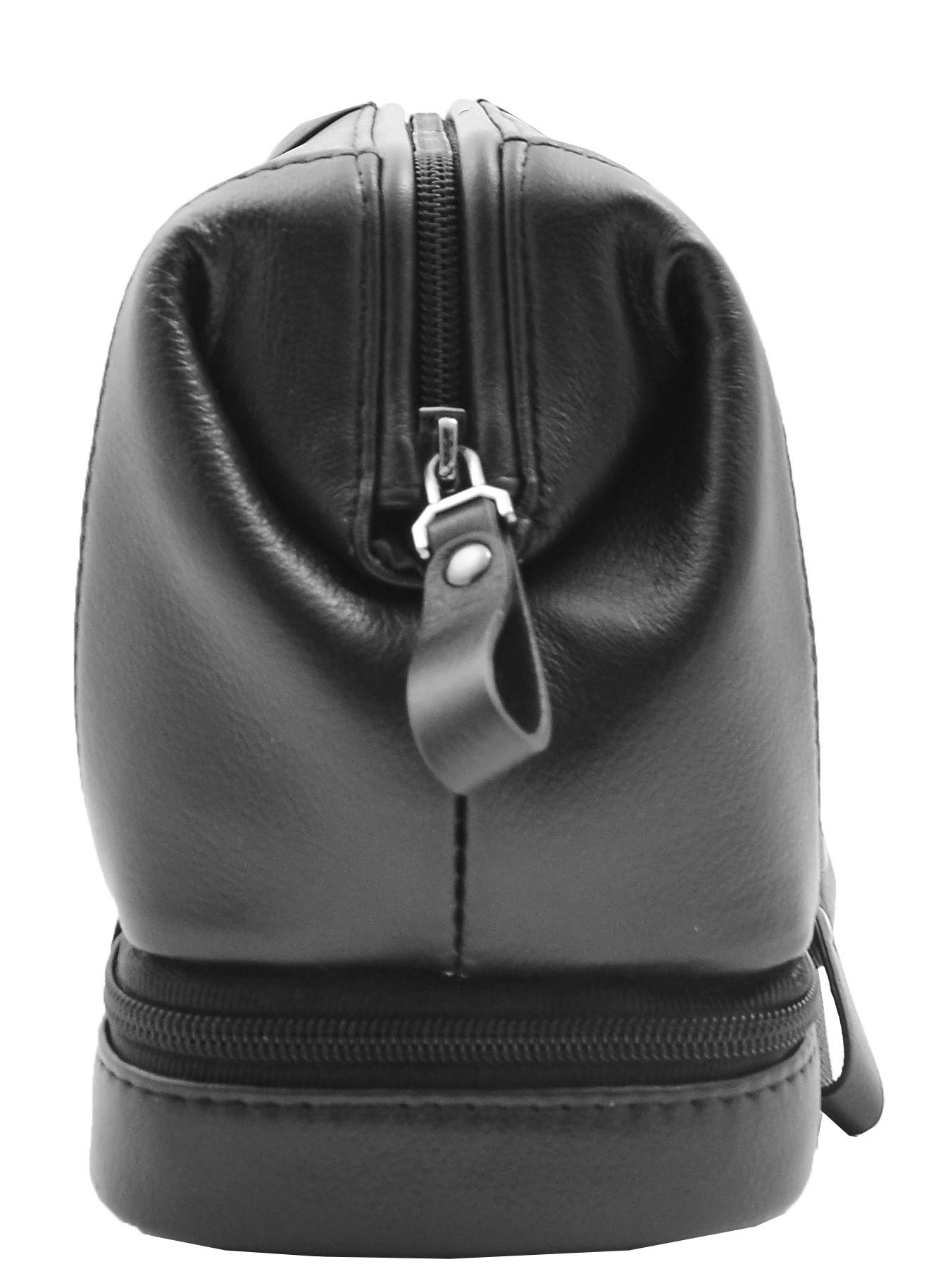 Neceser de cuero auténtico bolsa de viaje kit de afeitado HOL290 negro