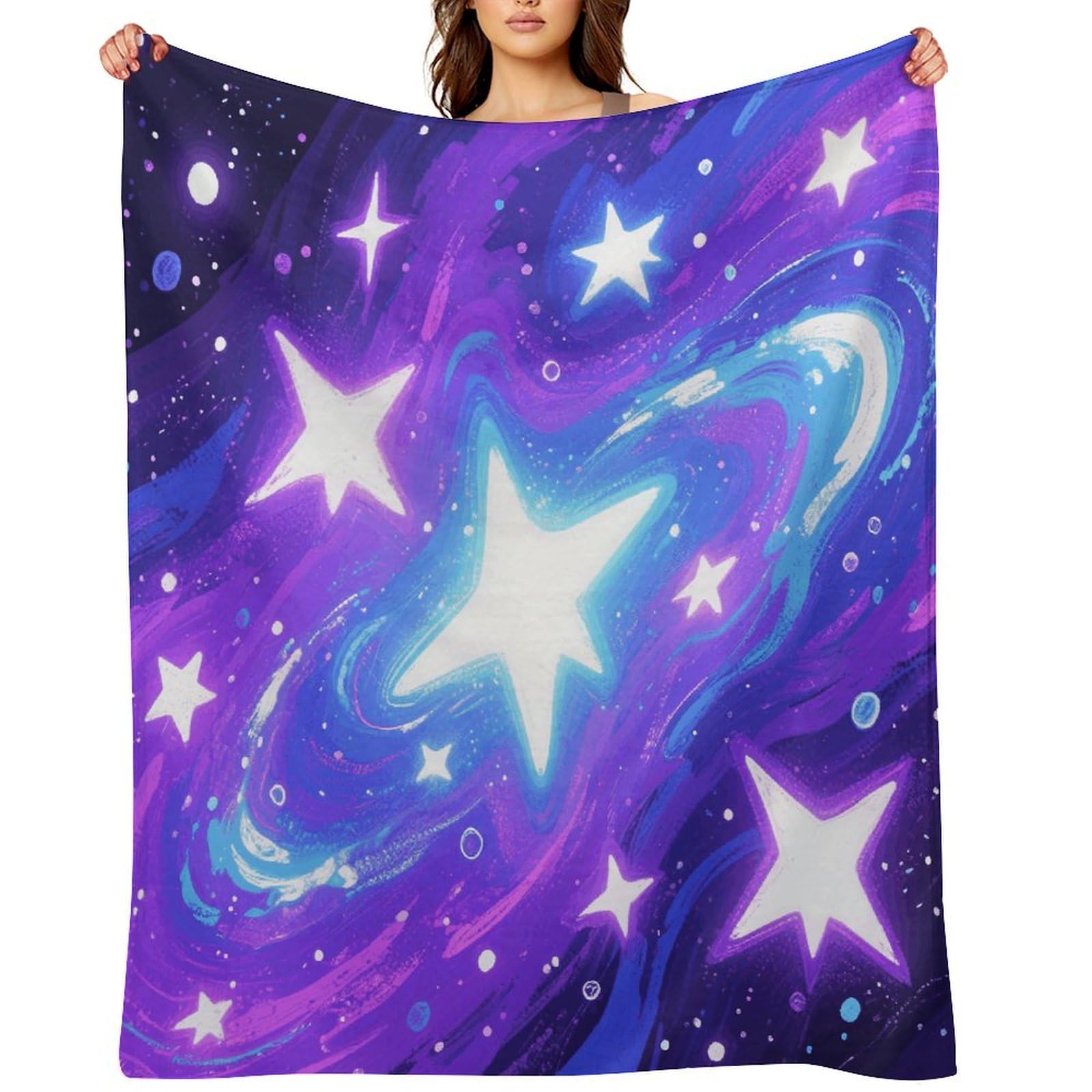Starry Print Throw Blanket for Couch and Bed Super Soft Warm Lightweight Throw Blankets Cozy Fuzzy Flannel Blanket Personalized Decorative Blankets for Sofa Decor 40"x50"