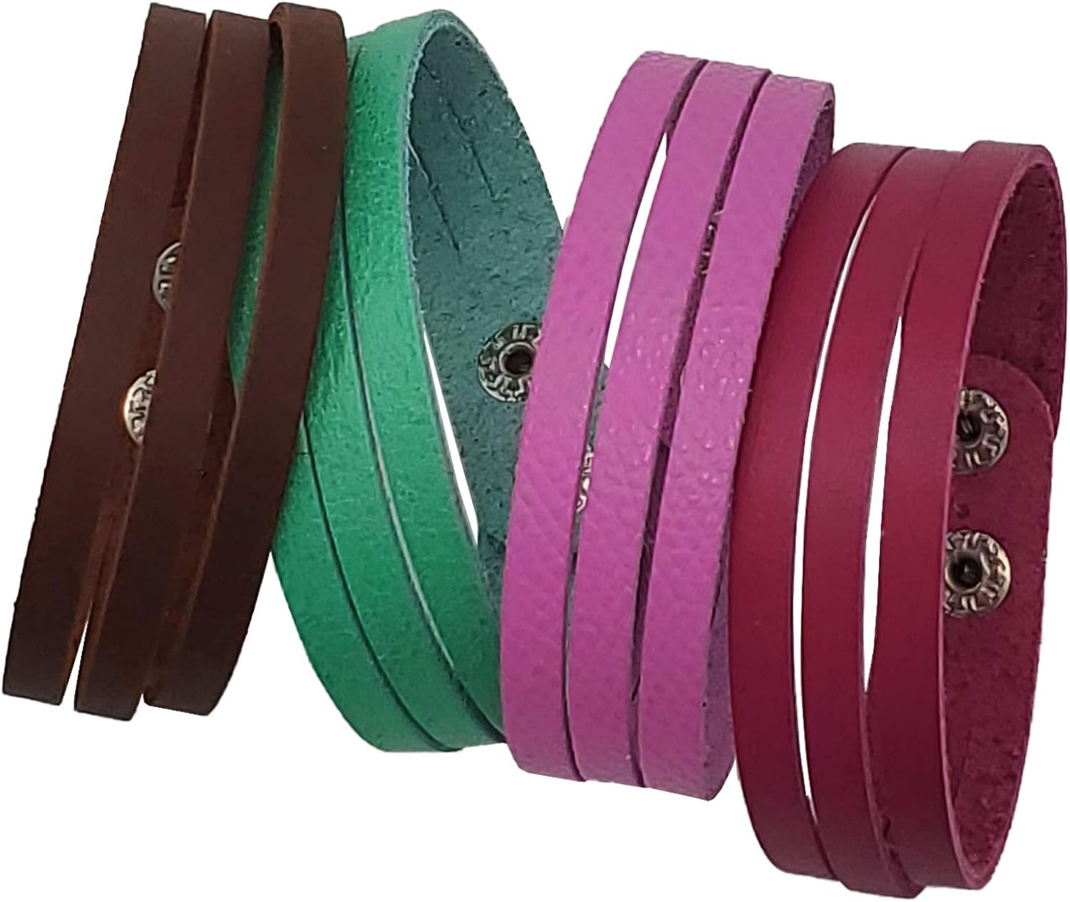 Mystery Braid Leather Bracelets 4 Colors 8 Braiding Ready - Made in USA by Pitka Leather, PINK, Brown, NEON TURQUOISE, Medium