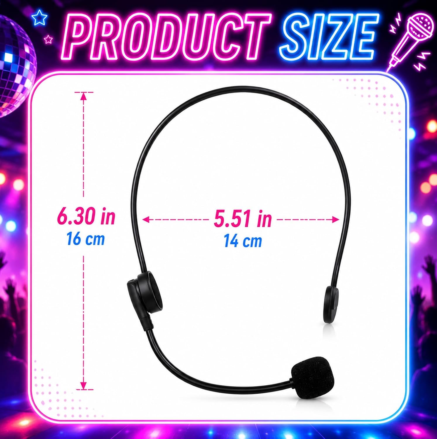 Fake Microphone Headset Prop for Rockstar Costume Accessories - Rock Star, Singer, Music Concert Party's Halloween Outfit Adults Men Women Black