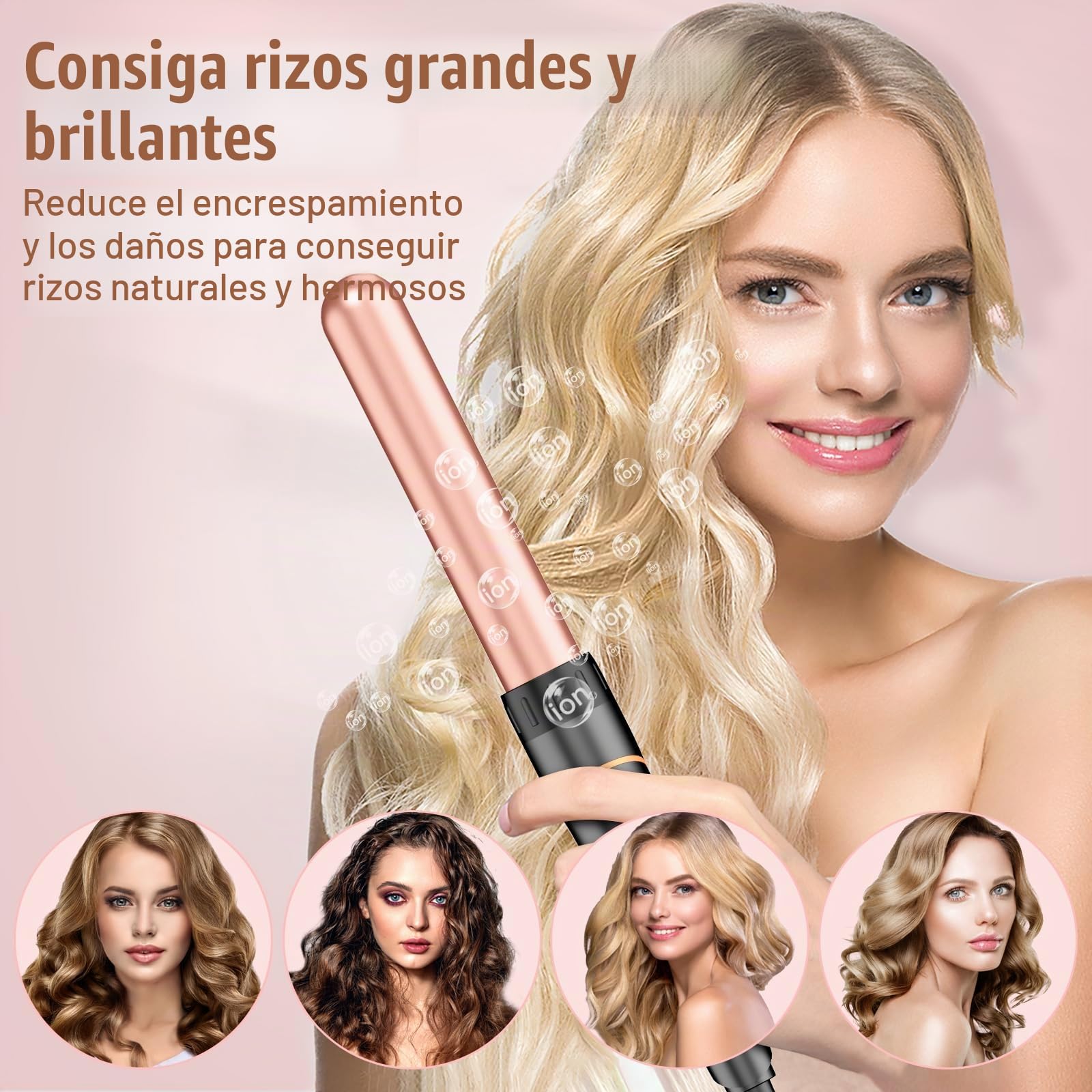 Rizadores 3 Barriles Para Grandes-BESTOPE PRO Juego De Rizadores 5 En 1 Rizos Con Temperatura Ajustable Rizadores De Cerámica Con Diferentes Accesorios Calentamiento Rápido, Guante, 2 Clips
