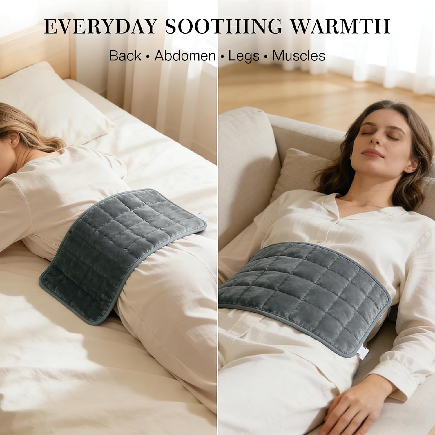 Weighted Heating Pad for Back Pain & Period Cramps,2.8lb Moist Heated Pad for Abdomen, Legs & Muscles,5 Heat Levels, 2-Hour Auto Shut-Off, Gifts for Men Women UL Certified, 12" x 24"