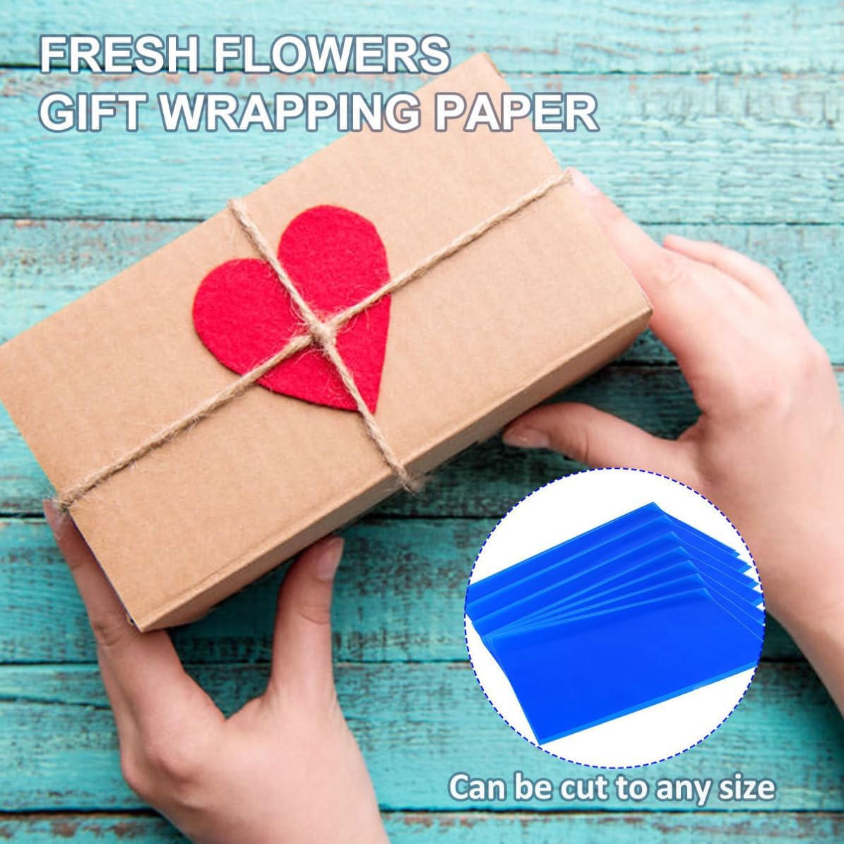 Levemolo 20 Pieces Waterproof Blue Cellophane Flower Wrapping Paper Bouquet Packaging Paper for Flowers for Craft Projects and Artistic Inspirations