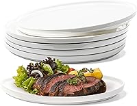 Vista 6 de Vikko Plato de ensalada, juego de 6 platos blancos, postre, ensalada, plato de aperitivo, porcelana fina de hueso, platos de postre apilables de 8