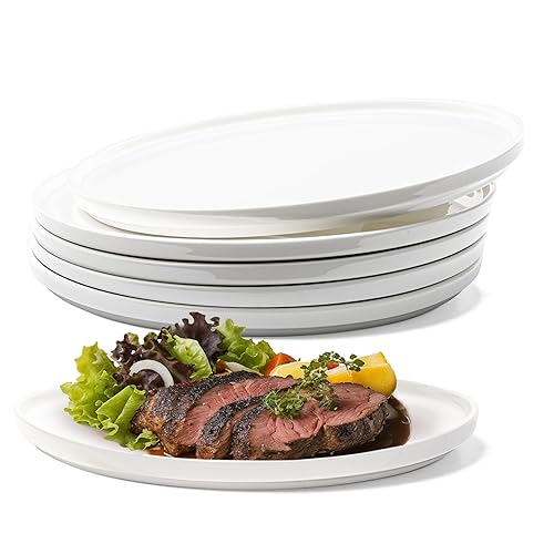 Vikko Dinner Plate, Set of 6 White Plates, Elegant Bone