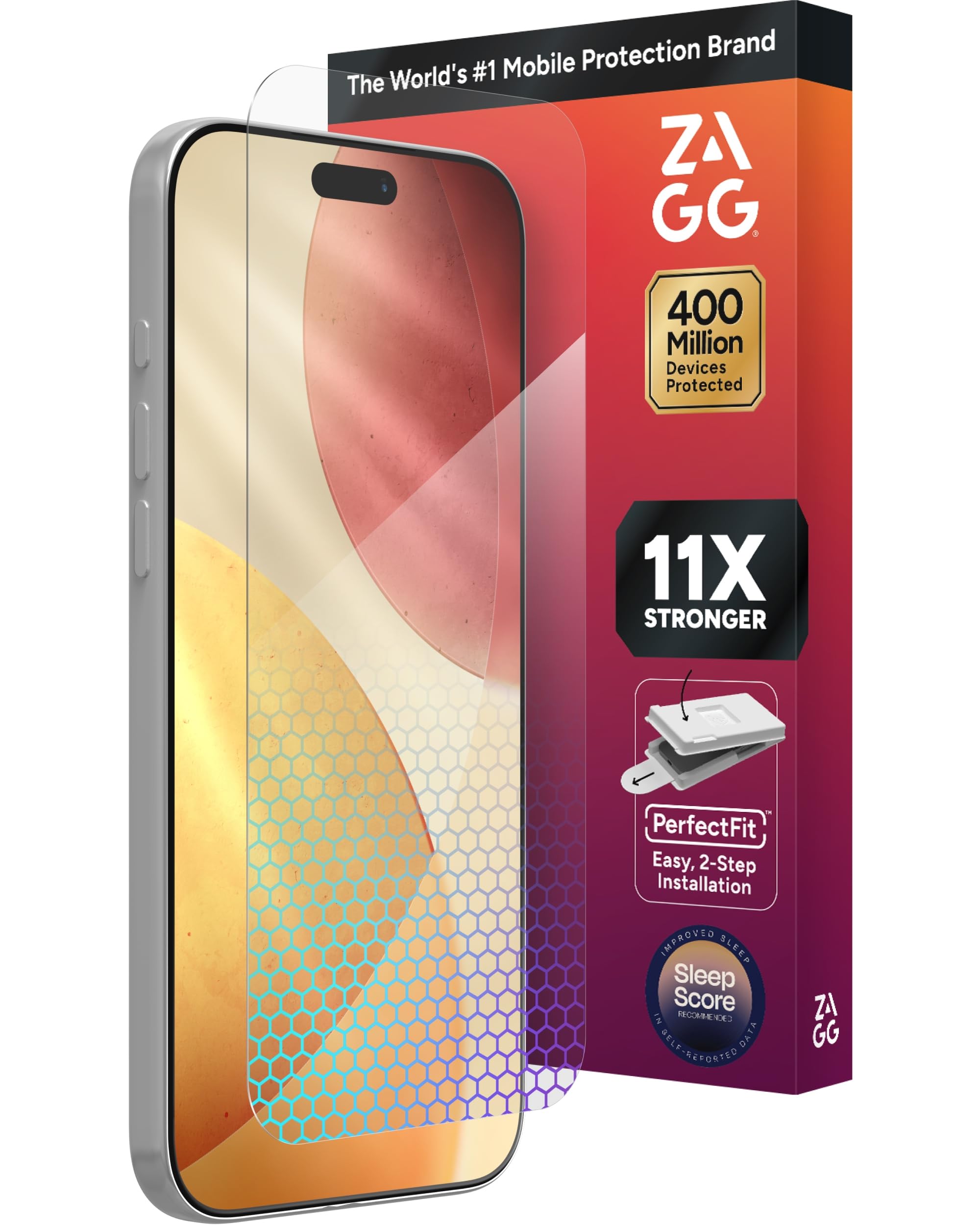 Photo 1 of ZAGG XTR5 Screen Protector for iPhone 17 Pro Max - Glass, Blue Light Protection, 11X Stronger, Eyesafe CPF60 Tech, Anti-reflective Tech, Vibrant Color & Touch Sensitive Tempered Glass, Easy To Install