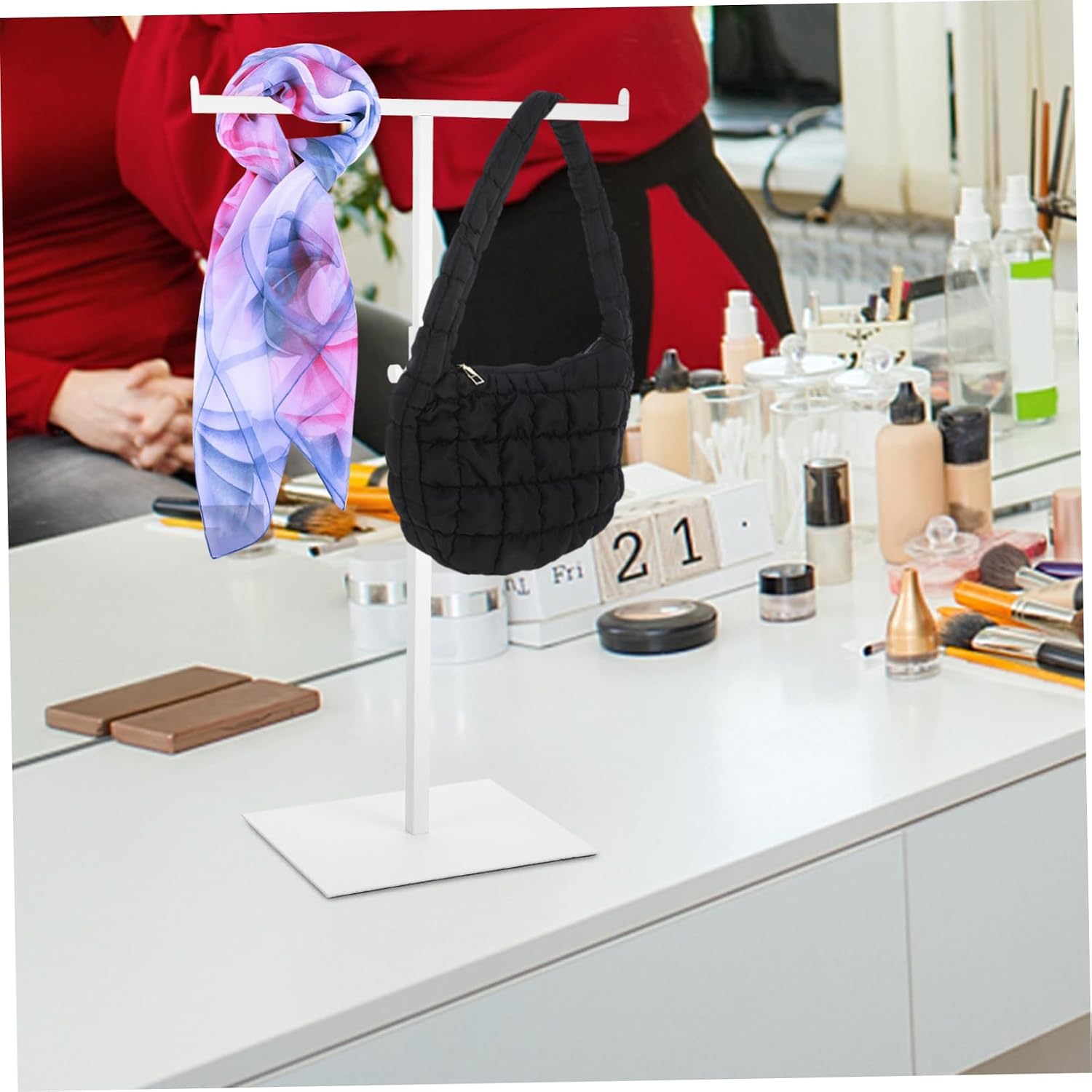 Strong Metal Bag Display Stand T-Shaped Purse Hanger Handbag Rack Bag Hanging Rack and Easy to Use