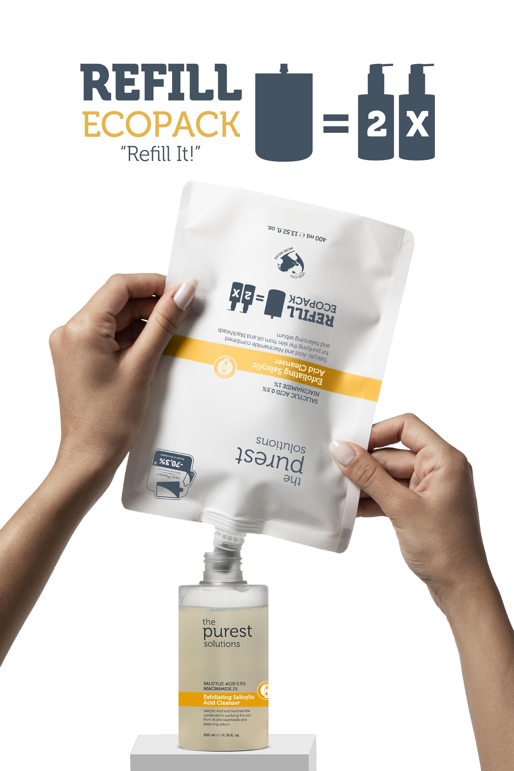 The Purest Solutions Sivilce Ve Siyah Nokta Karşıtı Yağlı Karma Ciltler Temizleme Jeli Ekolojik Yedek Paket 400 ml