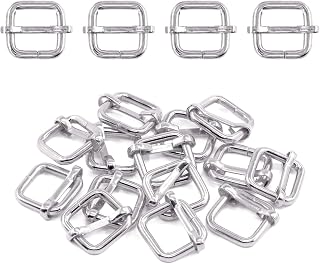 Swpeet 60Pcs 1/2 Inch - 13mm Sliver Metal Rings Metal Rectangle Adjuster Triglides Slides Buckle, Roller Pin Buckles Slider Strap Adjuster Keychains for Belt Bags DIY Accessories (Sliver, 1/2 Inch)