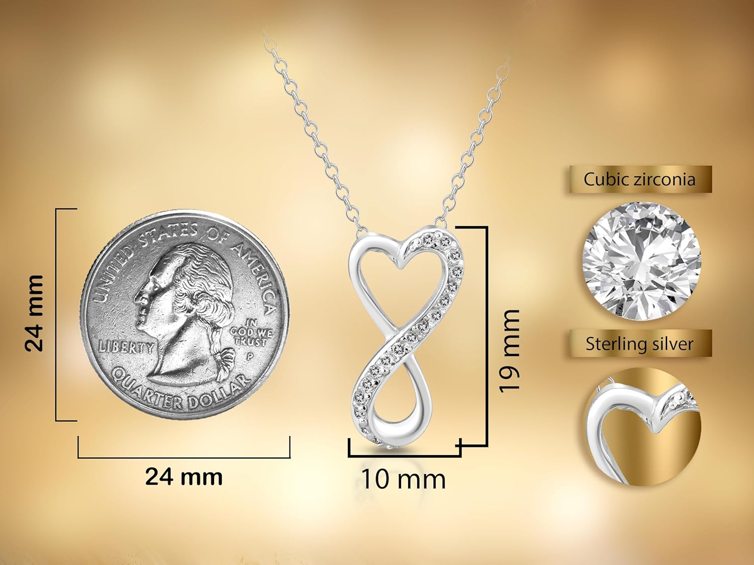 AeraVida Everlasting Love Infinity Heart .925 Sterling Silver Pendant Necklace | Symbolic Sterling Jewelry of Eternal Bond and Romance | Infinity Heart Necklace with CZ for Women - Image 3