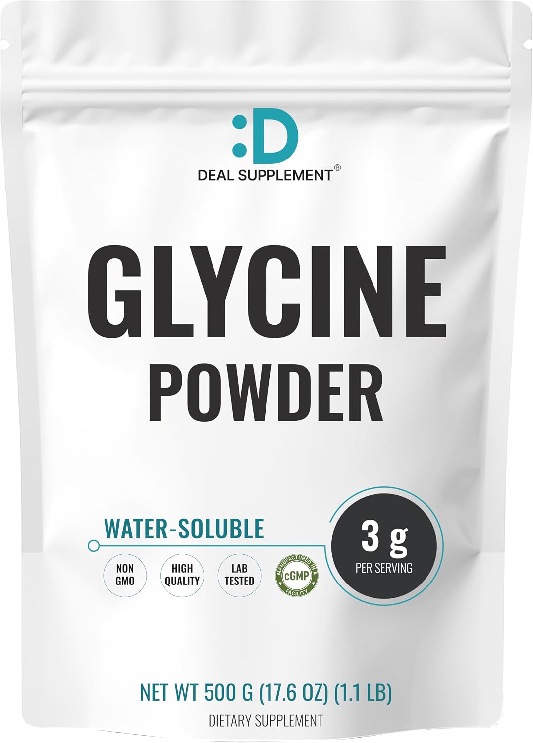 DEAL SUPPLEMENT Glycine Powder 3g Per Serving, 500g (1.1lb), Sleep Support*