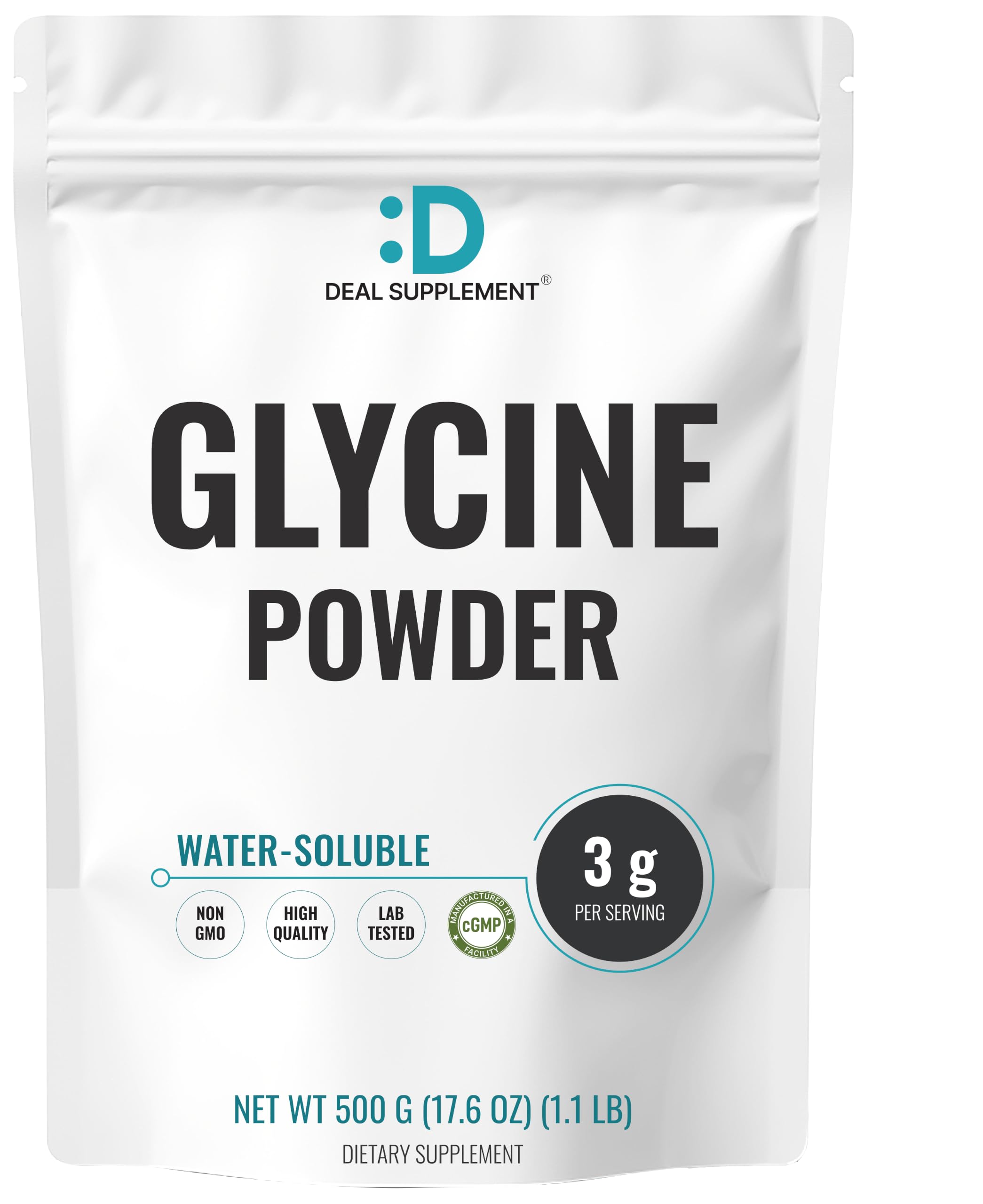 DEAL SUPPLEMENT Glycine Powder 3g Per Serving, 500g (1.1lb), Sleep Support*