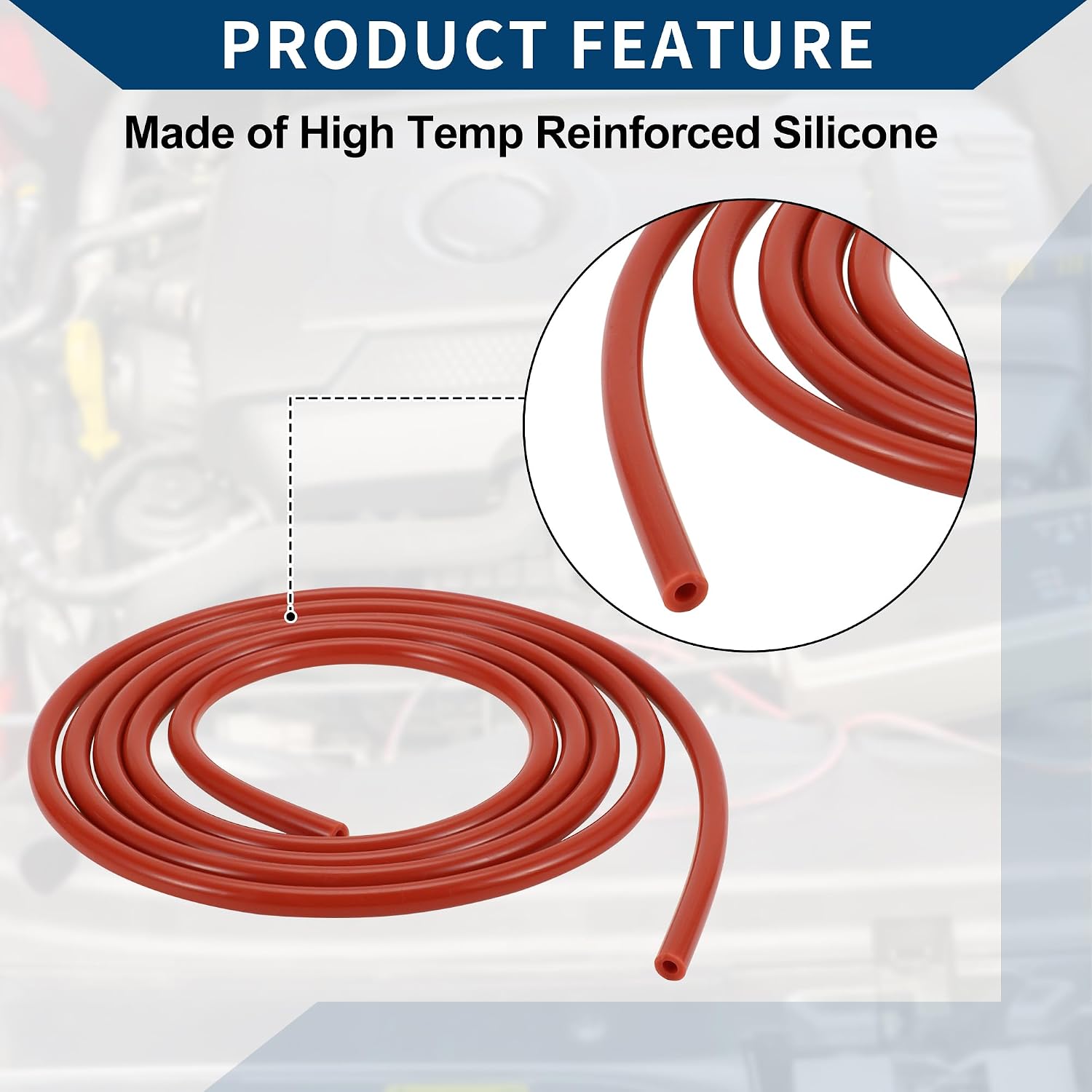 Silicone Vacuum Tubing Hose Automotive Vacuum Line High Temperature 10FT 3/16" 4mm ID 2mm Thickness 1 Pcs Red
