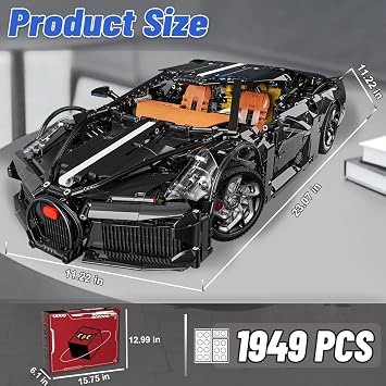 Super Car Building Toys - 1:10 Model Car Building Blocks Challenging Race Car Building Set Toy Technic Car Gift for Boys Teens 8+ Adults and Vehicle Enthusiasts