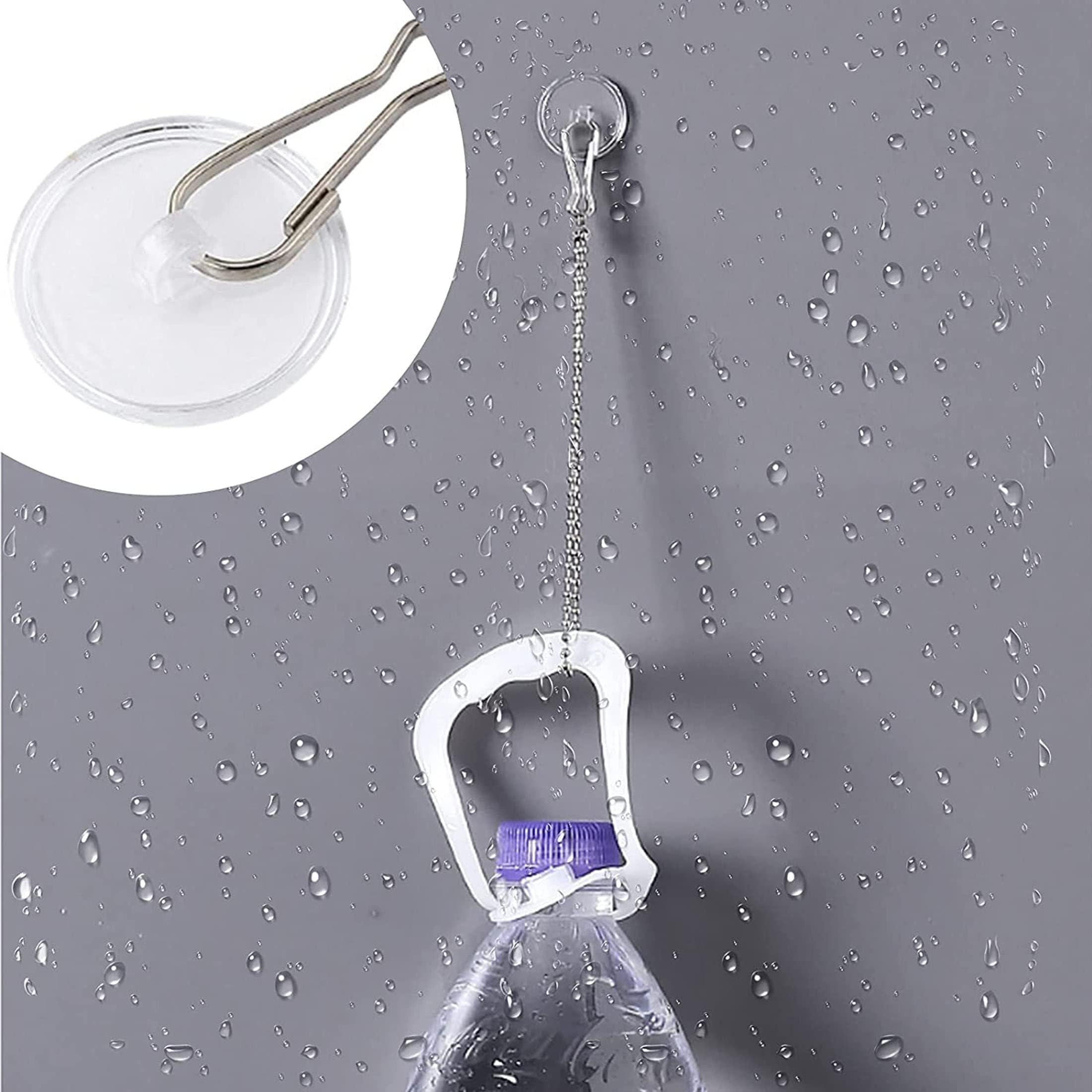 Set de 60 ganchos de techo autoadhesivos transparentes sin perforar, ganchos decorativos con clips para mástil de bandera, para techos, paredes, cumpleaños, Navidad
