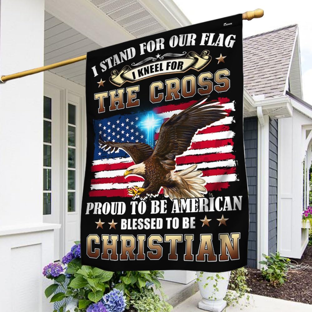 American Flag-Proud To Be American Blessed To Be Christian Eagle Patriot American Flag MLN3217F, Garden Flag (11.5" x 17.5")-USA Flags Premium Polyester-Decorative Indoor Outdoor Flag