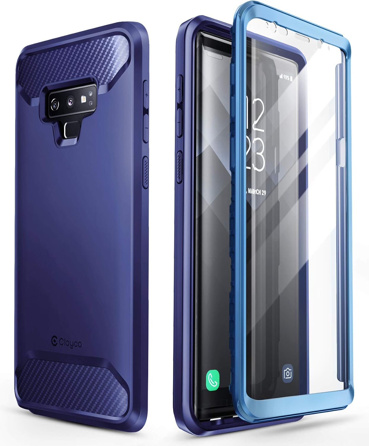 Samsung Galaxy Note 9 Case, Clayco [Xenon Series] Full-Body Rugged Case with Built-in 3D Curved Screen Protector for Samsung Galaxy Note 9 (2018 Release) (Blue)