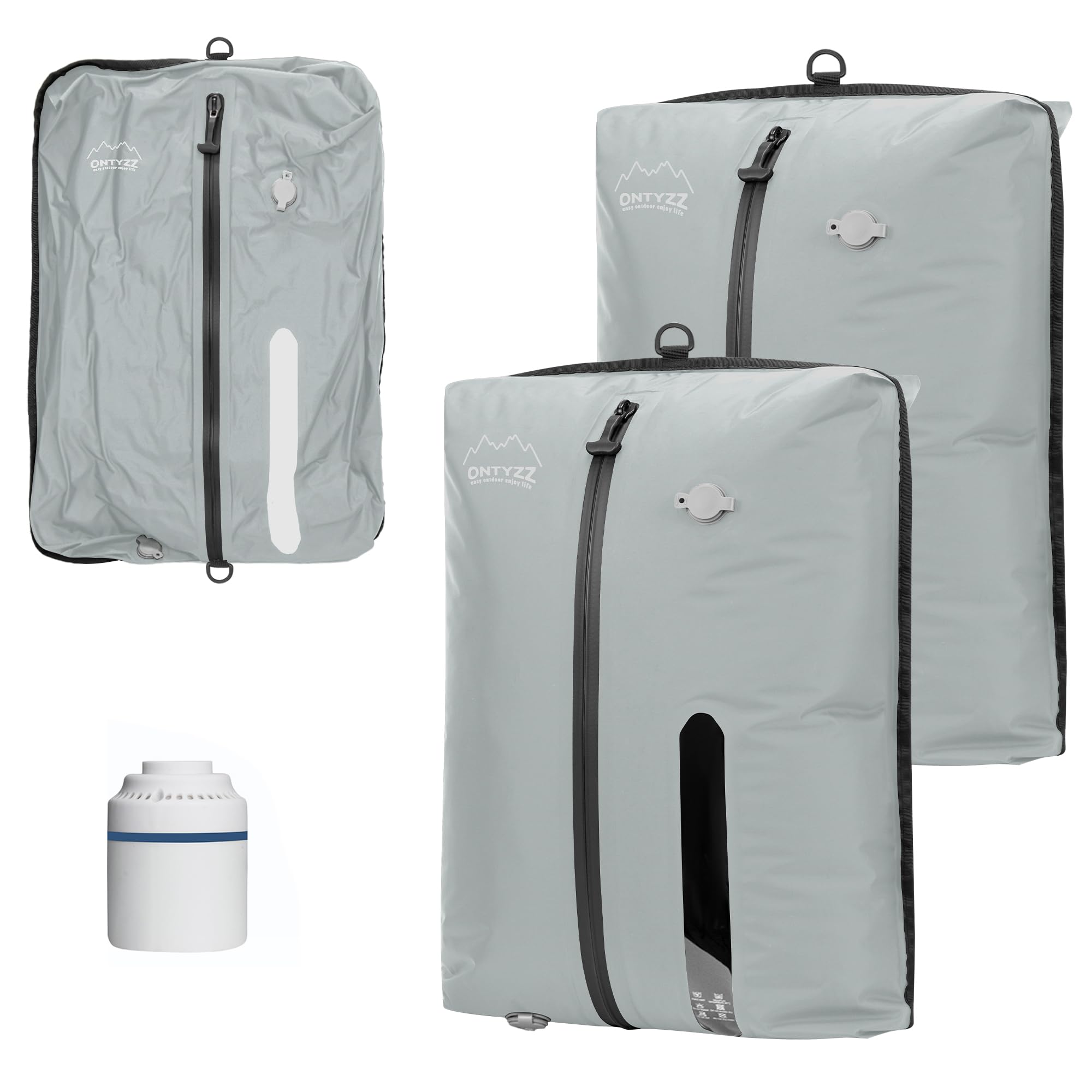 Vakuumbeutel für Kleidung Wiederverwendbar TPU Vakuumierbeutel mit Luftdichtem Ventil Reise Nylon Organizer mit Wasserdichtem Reißverschluss Luftdichte Packwürfel für Koffer Rucksack(2 Stk +1 Pumpe)
