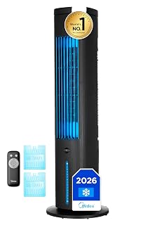 MIDEA Climatizador Evaporativo 3 en 1 con Mando a Distancia - Ventilador de Agua, Enfriador de Aire, Humidificador de 3 Velocidades, Oscilación 85º - Climatizador Frio Silencioso con Tanque de Agua 5L - Amazon product rated Grade A