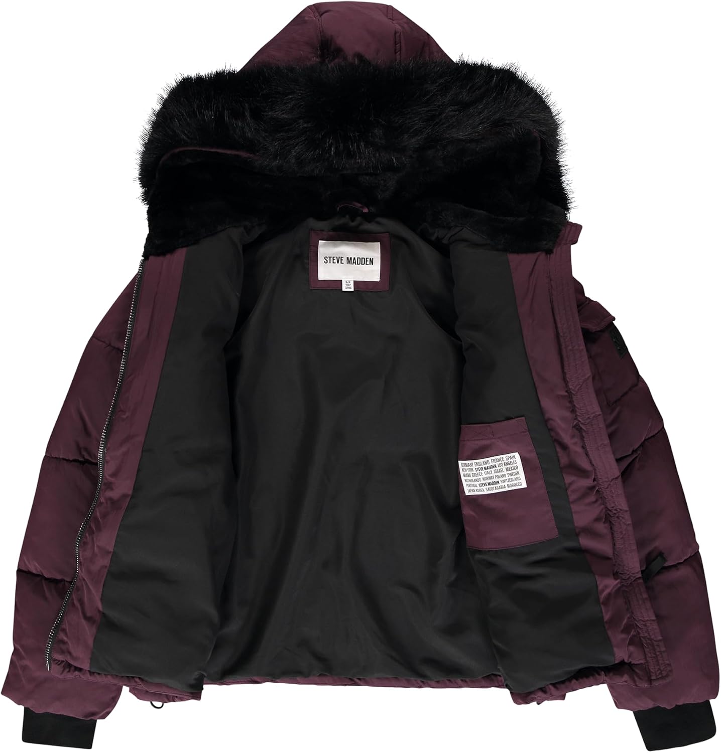 Steve Madden Womens Puffer Winter Coats - Cropped Wind & Water Resistant Insulated Quilted Jackets Winter with Faux Fur Coat - Image 3