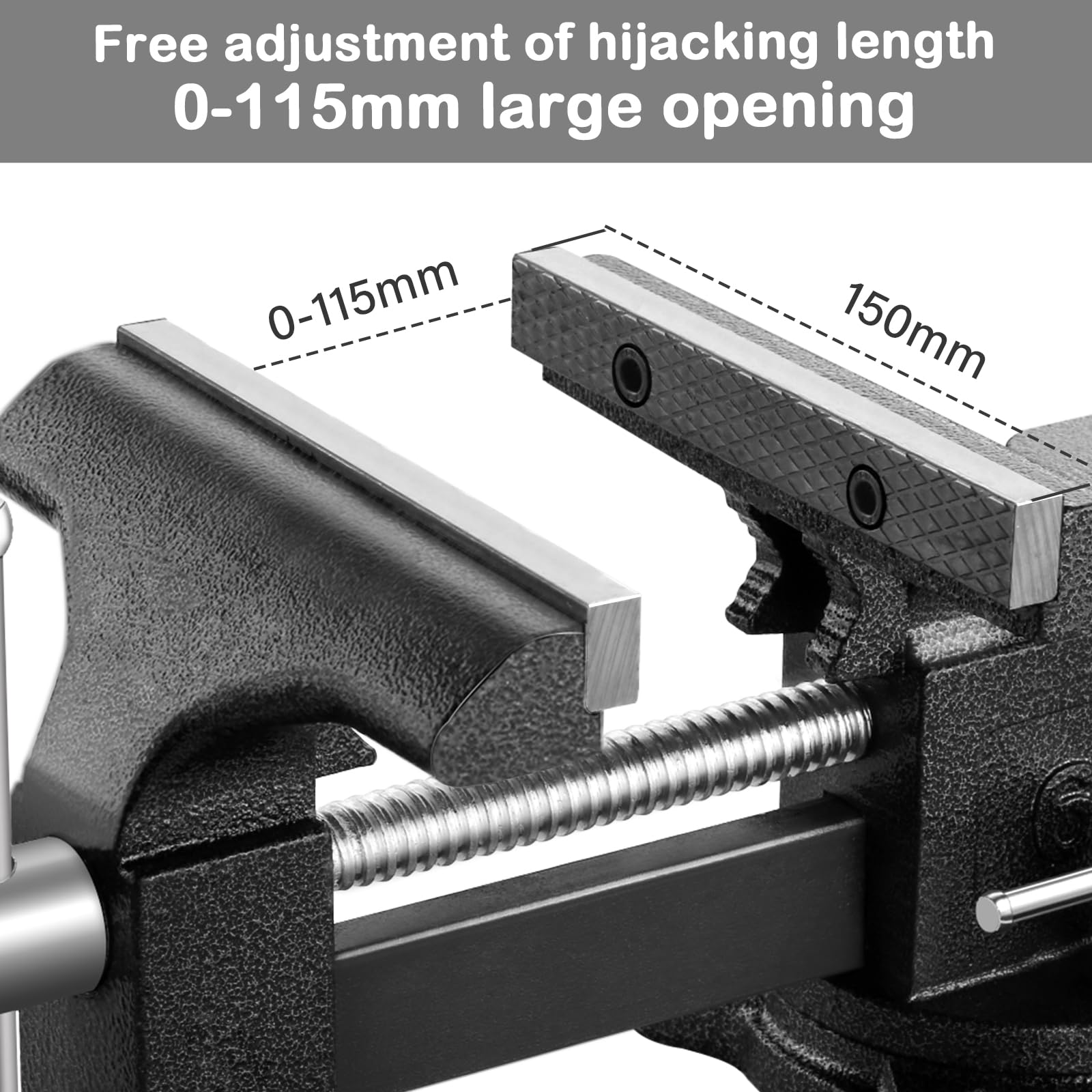 TEENO Imadło stołowe 150 mm Imadło stołowe Podstawa obrotowa o 360 stopni Bardzo wytrzymały żeliwny imadło warsztatowe do warsztatu, fabryki, narzędzi (One way to use 150mm)