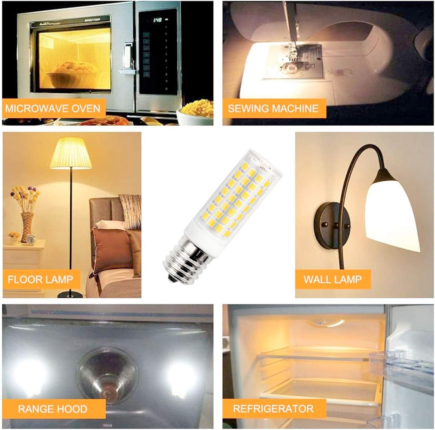 E17 Led Bulbs Microwave Oven Light Bulbs Under Hood Dimmable,75 Halogen Microwave Bulb Equivalent,3000K White Warm Stove Light Bulb, Appliance Bulbs, 7.5W led Bulbs ,700LM, Pack of 2 by Cartaoo