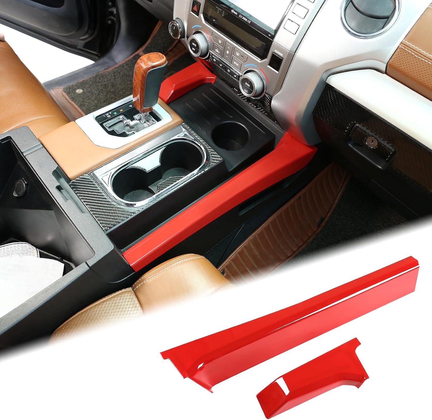 Aunginsy Central Control Gear Box Side Panel Cover Trim Compatible with Toyota Tundra 2014-2021 Inner Center Console Gear Shift Box Side Panel Moulding Side Trim Strip Protect Cover Decor Accessories