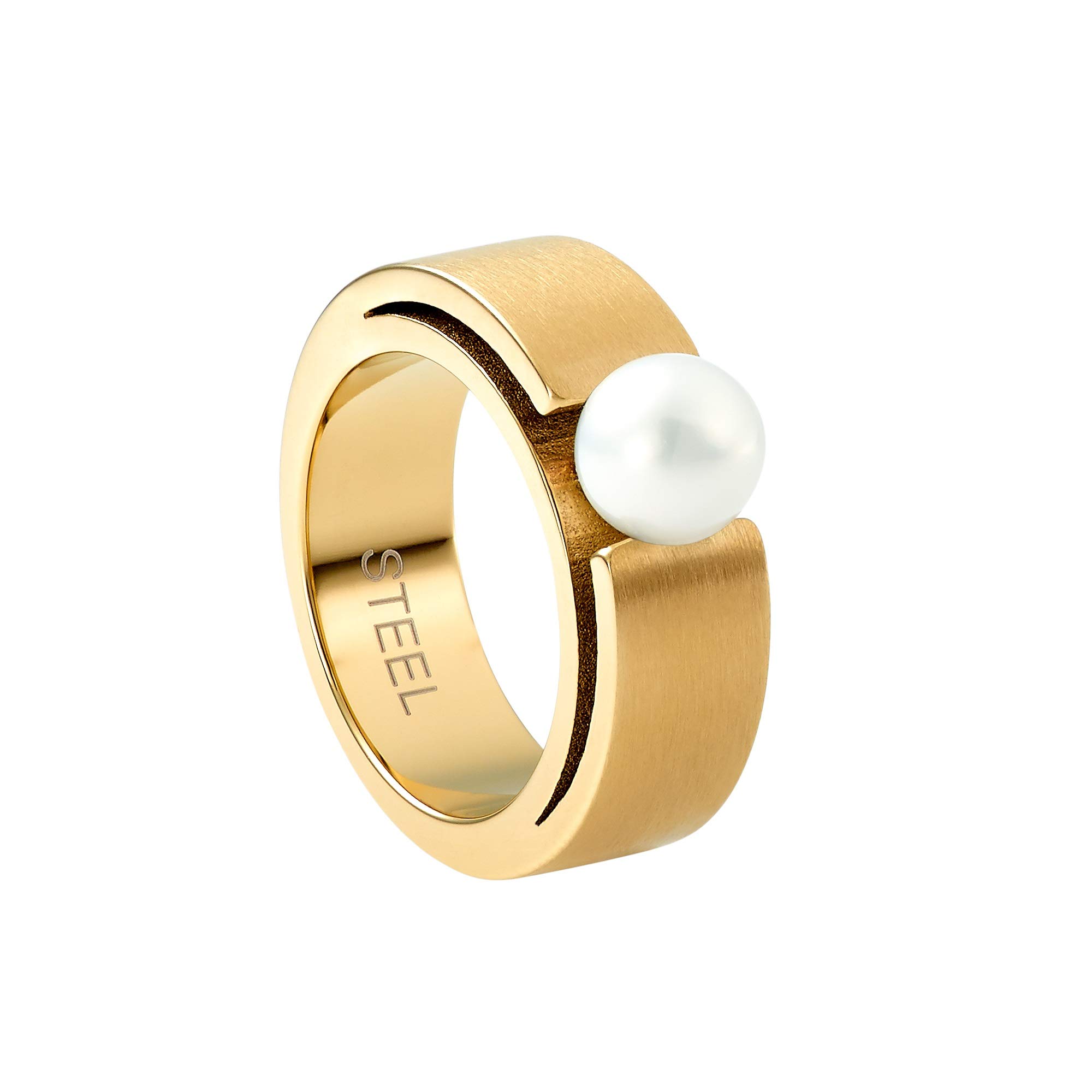 Heideman Perlenring Damen Gold Edelstahl mit Perle weiß