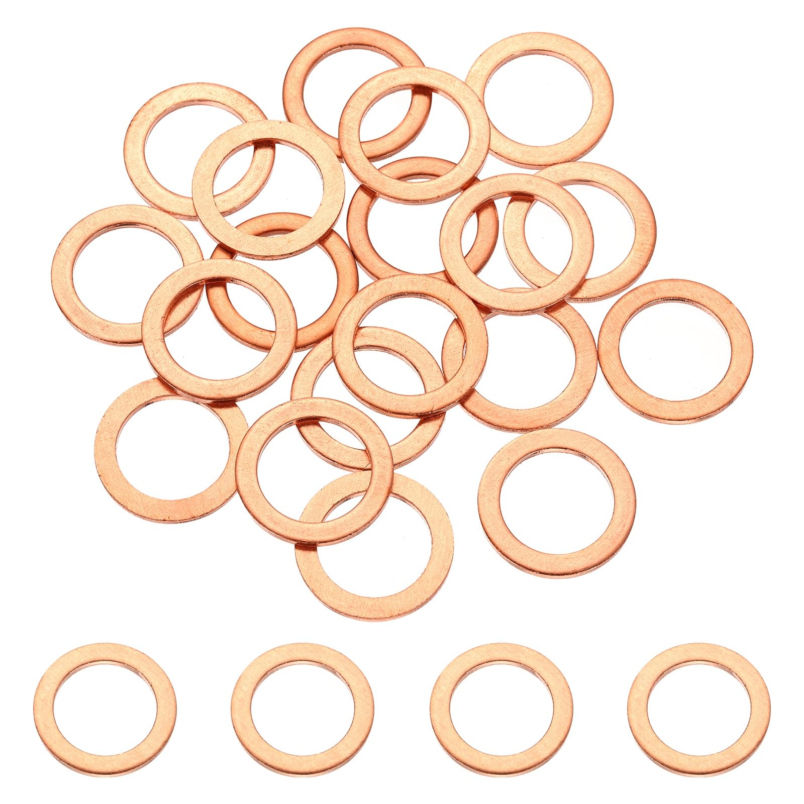 DEFANEX 32 Pcs M14 Copper Washer Sealing Ring (14mm ID 20mm OD 1.5mm Thickness) Metric Sealing Gasket Flat Crush Washer, for Automotive Plumbing Mechanical Oil Drain Plug โ image 1