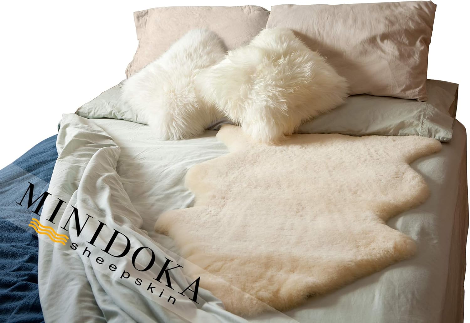 Desert Breeze Distributing Minidoka Sheepskin Underlay - Super Soft Plush Rugs - Medical Lambskin Underlay - Soft Fur Rug - Natural Lamb Sheepskin Rug - Large Size Natural Shape 41-inch Length - Gold