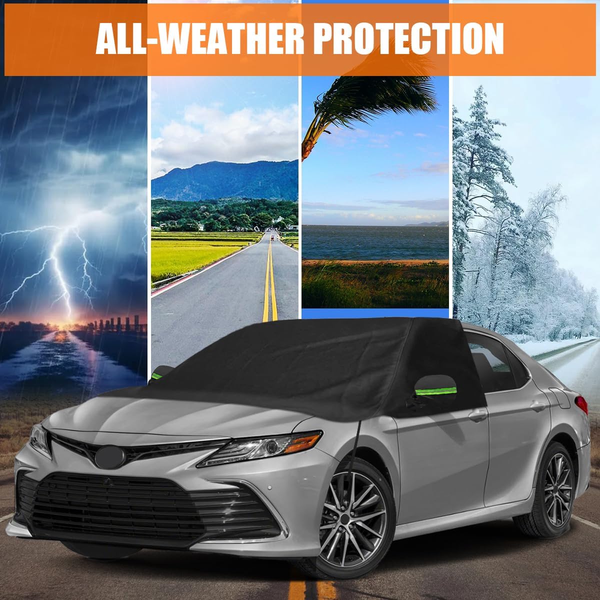 sportuli Windshield & Front Side Window Snow Cover Replace for 2013-2023 Toyota Camry, 600D Oxford Cloth Windshield Cover with Mirror Cover for Snow Rain Protection