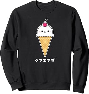 Shimaenaga Bird Wild Bird Costume, Cherries, Ice Cream, Soft Cream, Summer, Hokkaido, Snow Fairy Illustration, Cute Sweatshirt