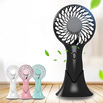 Hand Held Fan Rechargeable, Lightweight Powerful Portable Portable Fans with Base,3 Speeds Adjustable Ultra Quiet High-Speed Hand Held Fan Rechargeable for Vacation Outdoor Traveling