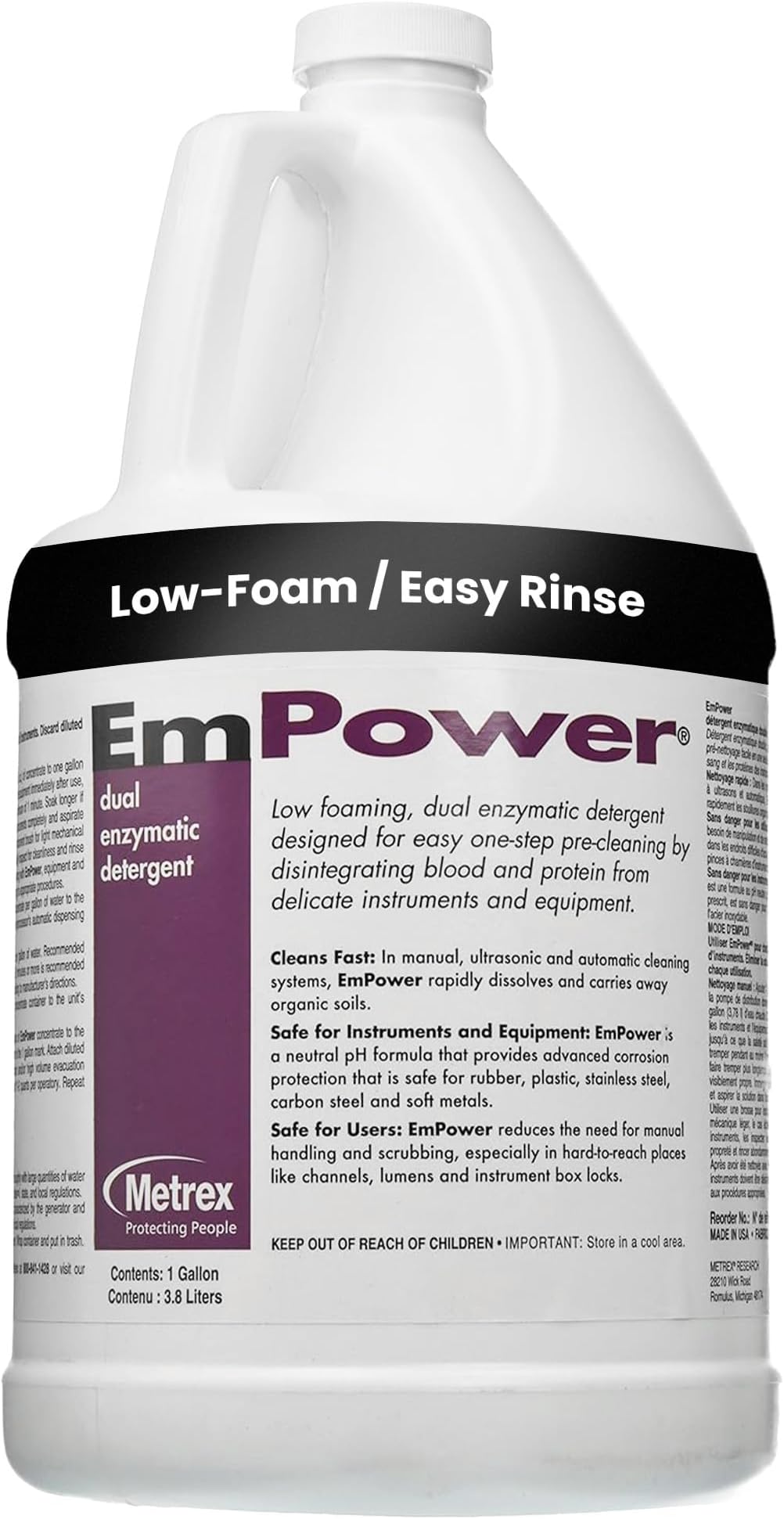 - EmPower Dual-Enzymatic Detergent – Enzyme Cleaner for Medical Equipment & Surgical Tools, Low-Foaming Enzymatic Pre-Cleaner with Protease, Amylase & Lipase – Safe for Metal, Plastic & Glass (1 Gallon)