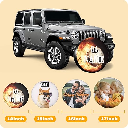 Miniatura 4 de Cubierta de neumático de repuesto personalizable, añade tu foto, logotipo, protector de neumáticos personalizado, impermeable, polvo, neumático