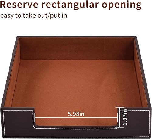 Miniatura 6 de Bandeja apilable de piel sintética de 1 capa para documentos de oficina, bandeja de papel para cartas, soporte organizador de documentos (café)