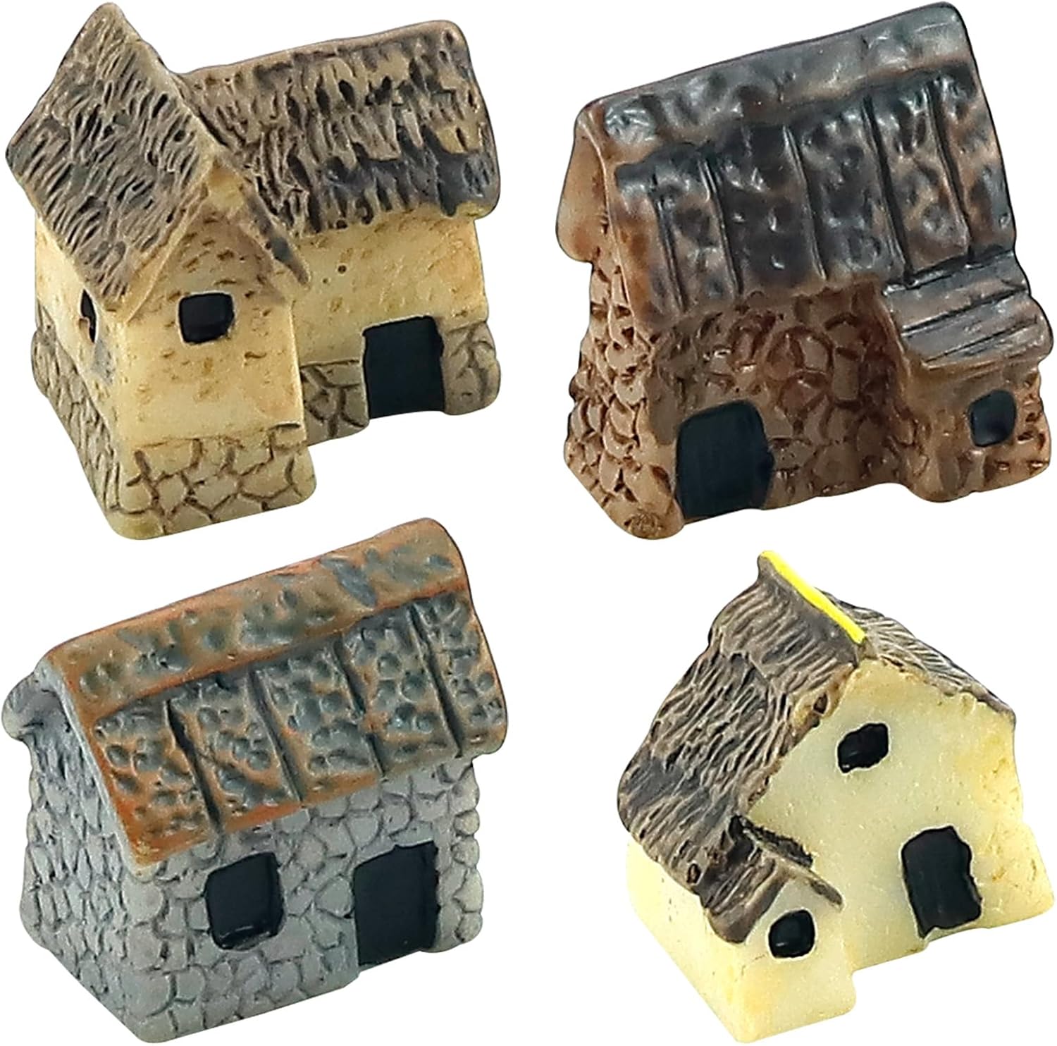 4Pcs Miniature Fairy Garden Houses, Random Style, 1.5-2 Inch