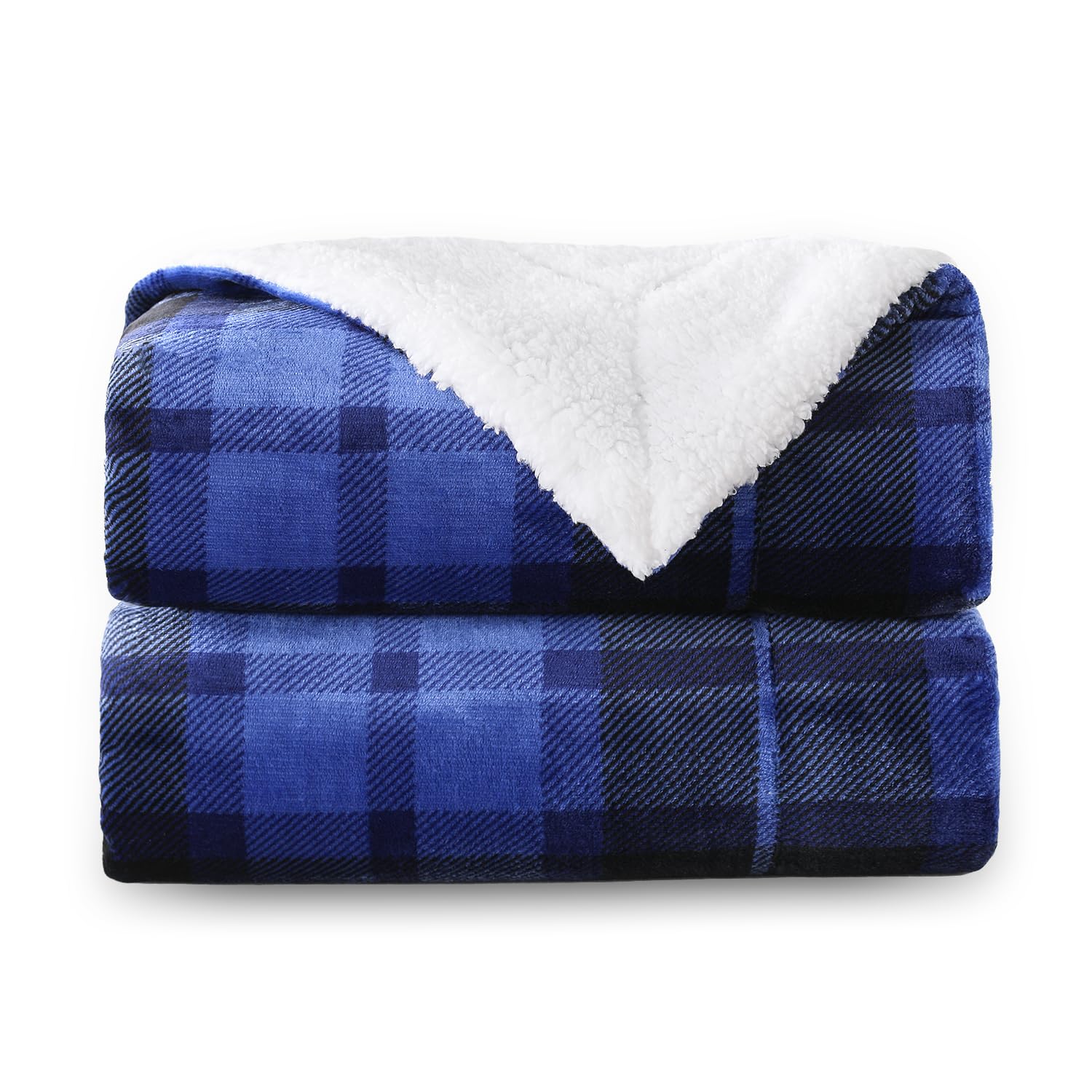 SOCHOW Coperta Plaid Matrimoniale in pile Sherpa, Coperta Plaid Doppio Strato Super Morbida Accogliente e Caldo per Divano, Letto, 150 x 200 cm Blu