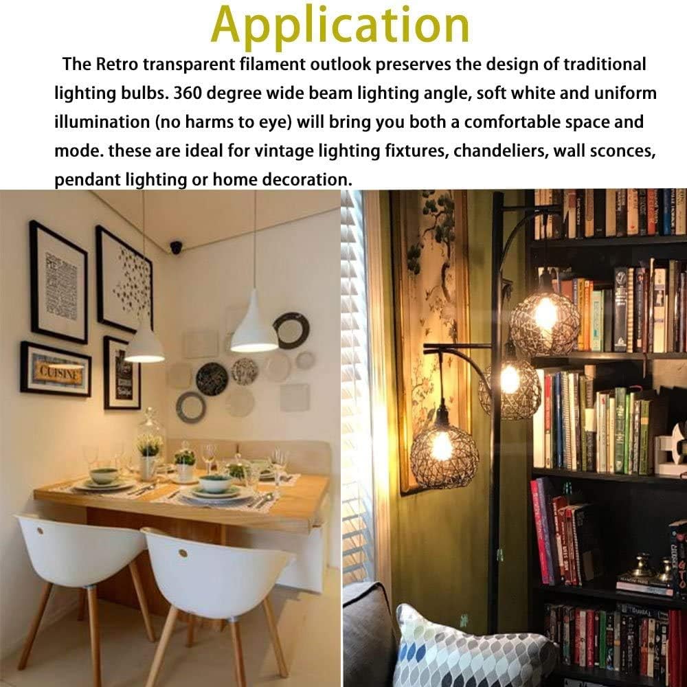Bonlux LED e27 Edison Screw Dimmable Filament Light Bulb Cool White 6000K ES A60 GLS Shape Antique Classic Lamp Bulb 60W-75W Halogen Equivalent 750LM Energy Saving Bulb(4-Pack) - Image 3