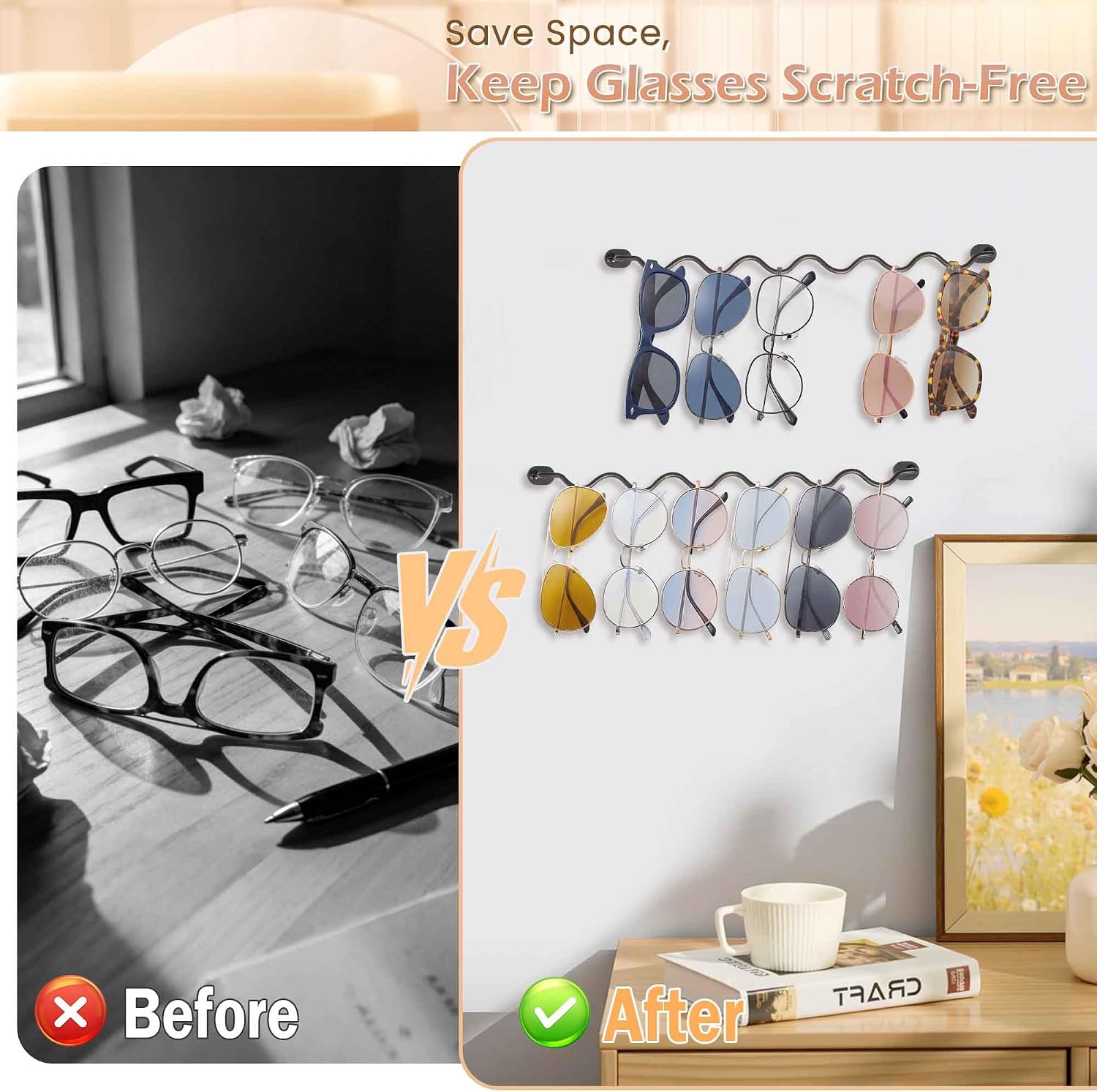 Sunglass Organizer Glasses Holder: Minimalist Metal Sunglass Organizer Storage - Perfect for Living Room/Bedroom