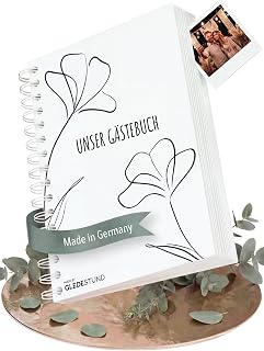 Gästebuch Hochzeit mit Fragen | 50 Gäste-Seiten | Fotobuch Hochzeit klein mit Steckbrief inkl. Fragen | Fotoalbum | 6 verschiedene Steckbriefe