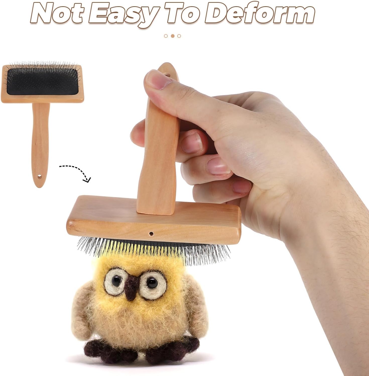HOLIDYOYO 2pcs Craft Felting Brush with Wooden Handle, Needle Felting Tools for Wool Spinning and Weaving Projects, Easy Operation and Wide Application for Handmade Crafts and DIY Projects
