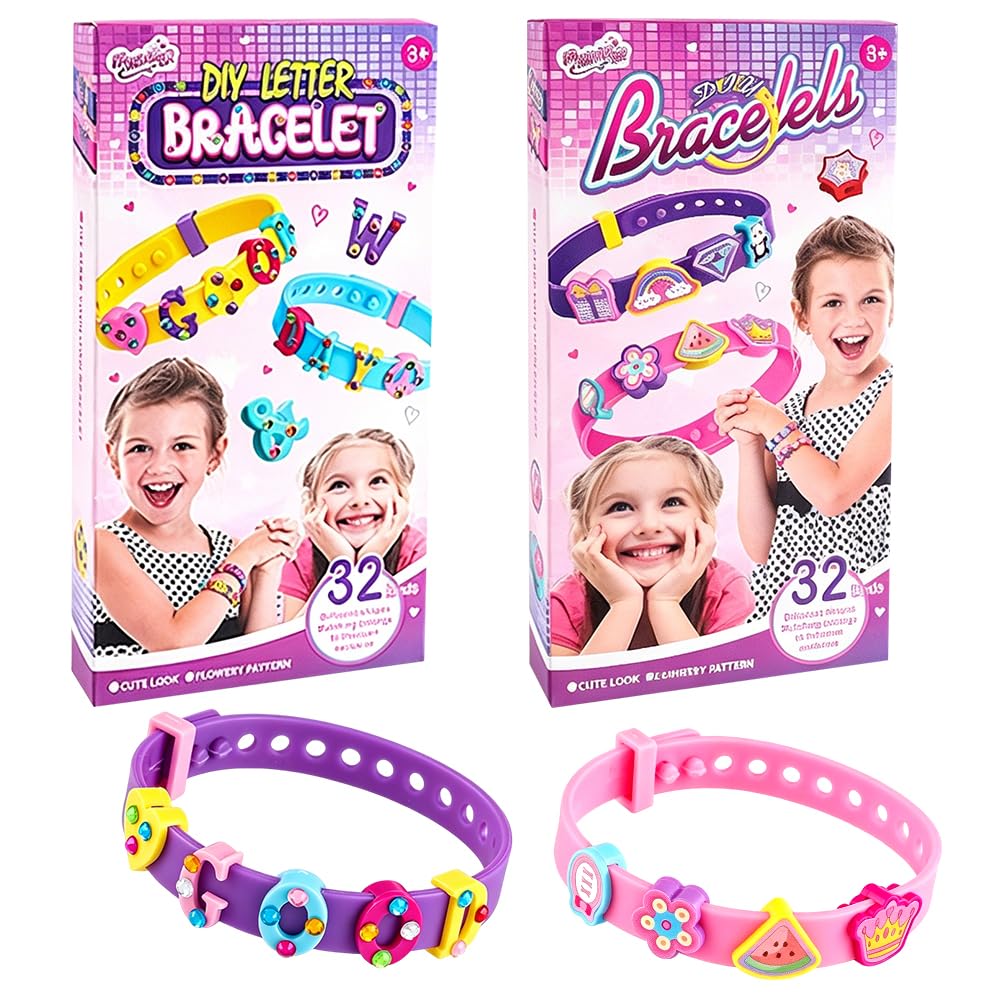 FCXVXCL DIY Personalized Rubber Bracelets Kit, Friendship Bracelet Making Kit, DIY Wearable Bands, Arts and Crafts for all Wearer for Birthday Party Travel New Year(ONE)