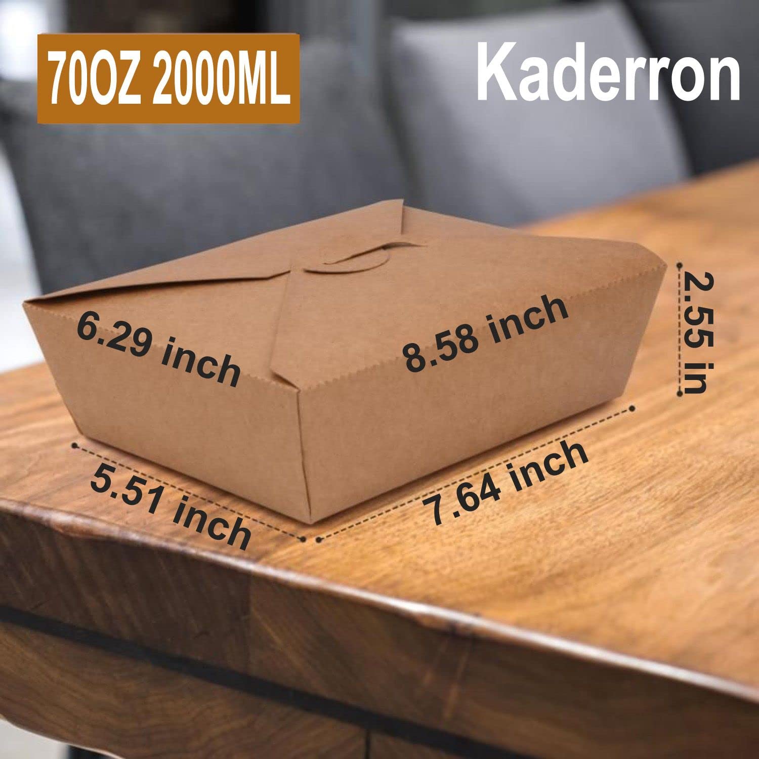 Kaderron 70 Oz Take Out Food Containers (50 Pack) Disposable Kraft Paper Food Container Takeout Box Microwaveble : Industrial & Scientific