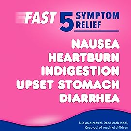 Pepto Bismol ULTRA Caplets, Upset Stomach Relief, Nausea Relief, Heartburn Relief, Indigestion Relief, Anti Diarrhea Medication for Adults - 5 Symptom Relief, 48 ct (2x24 ct)