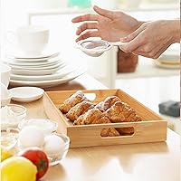 Vista 4 de Krismax Bandeja de servir con asas, bandeja de desayuno de bambú, bandejas de madera, bandeja decorativa para comer, trabajar, almacenar, utilizar