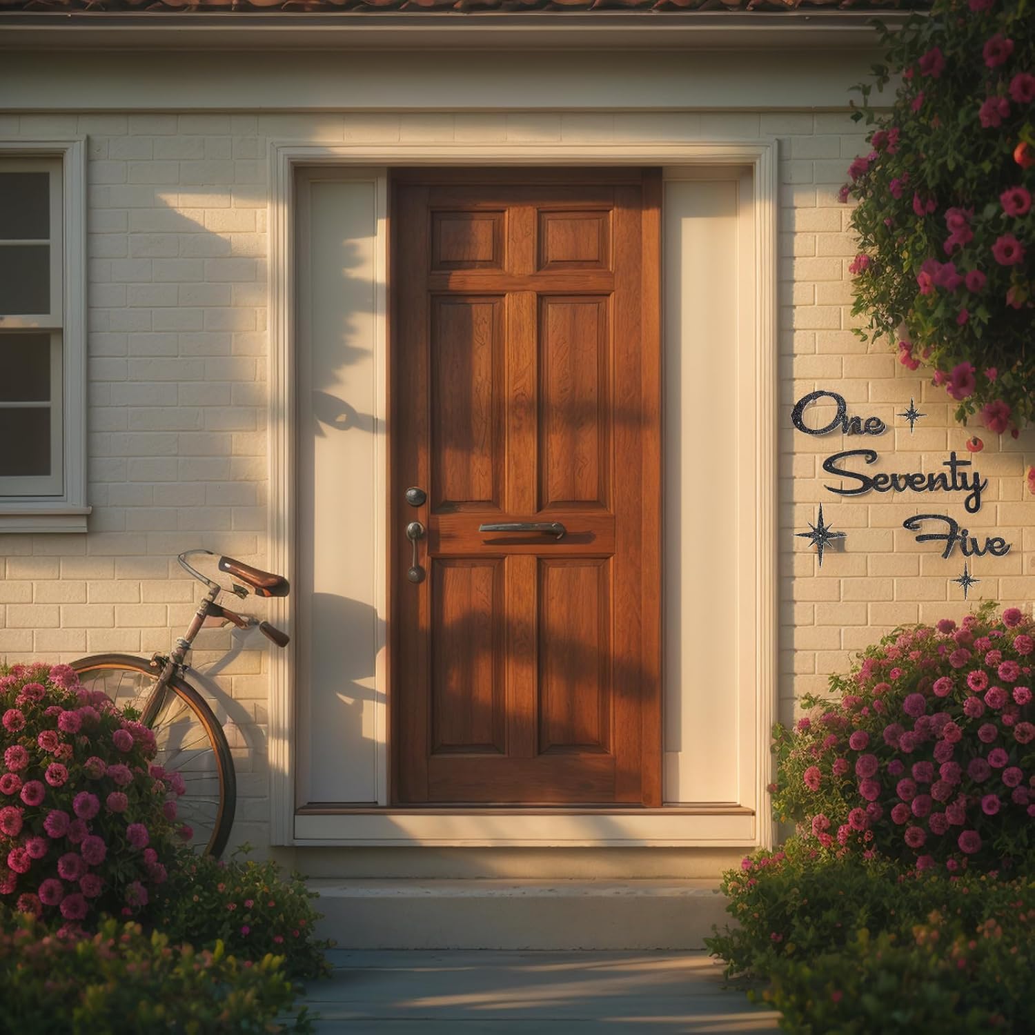 Mid-Century Modern Cursive House Numbers Mid-Century Modern Script Address Words Weather-Resistant Floating Numbers | DIY Installation with Stainless Steel Screws Included (Seventeen)